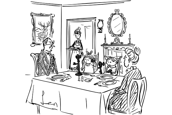 Children! No phones on the table!