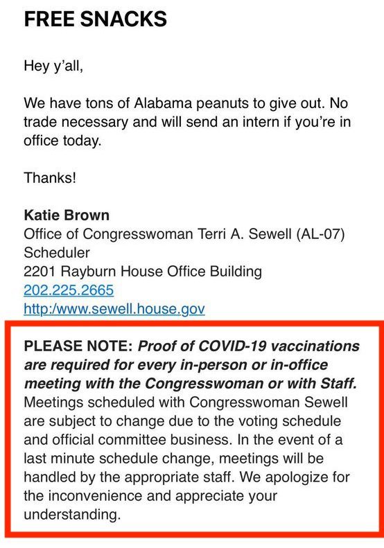 Rep. Terri Sewell's vaccine mandate (emphasis added by The Spectator)