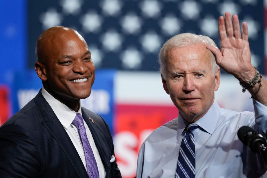 Maryland Democratic gubernatorial candidate Wes Moore and U.S. President Joe Biden (Drew Angerer/Getty Images)