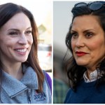 Tudor Dixon (left) and Gov. Gretchen Whitmer (right) (Getty Images)