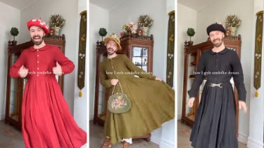 David Ross Lawn poses in Son de Flor dresses (Instagram screenshot)