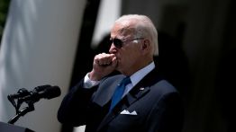 fifth Joe Biden coughing in Rose Garden, July, 2022 (Getty)