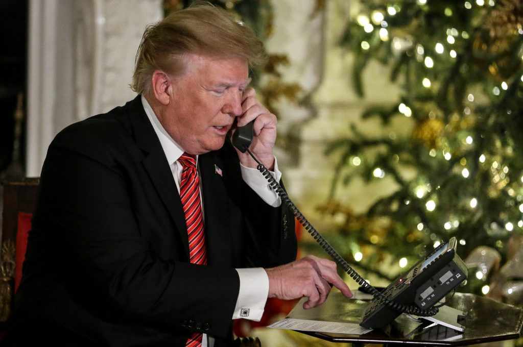 President Trump tracks Santa in 2018 (Getty)