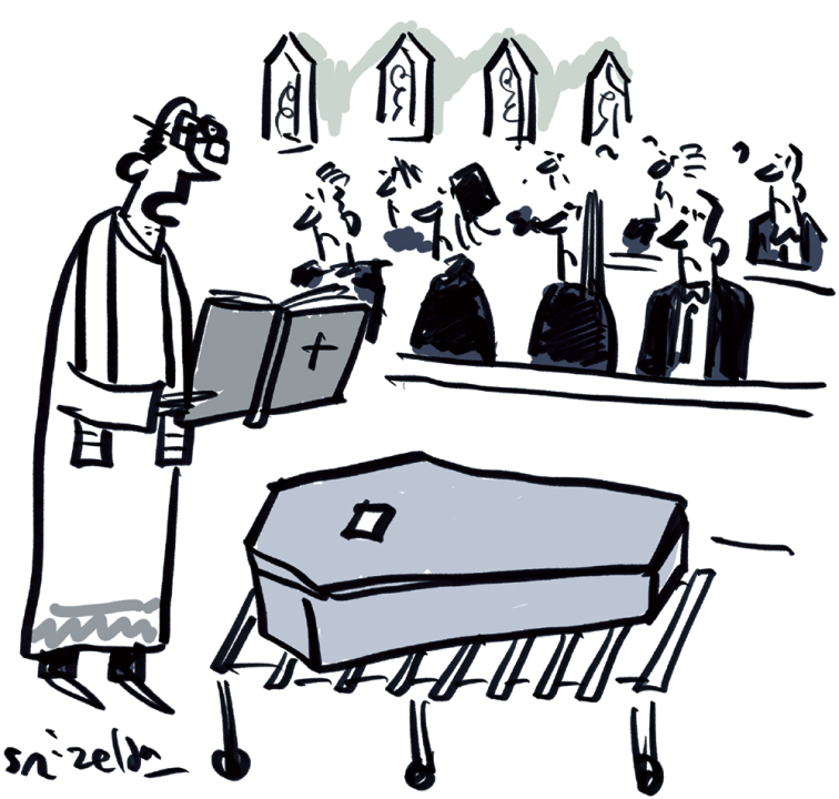 ‘Would anyone like to say anything offensive about the deceased?’