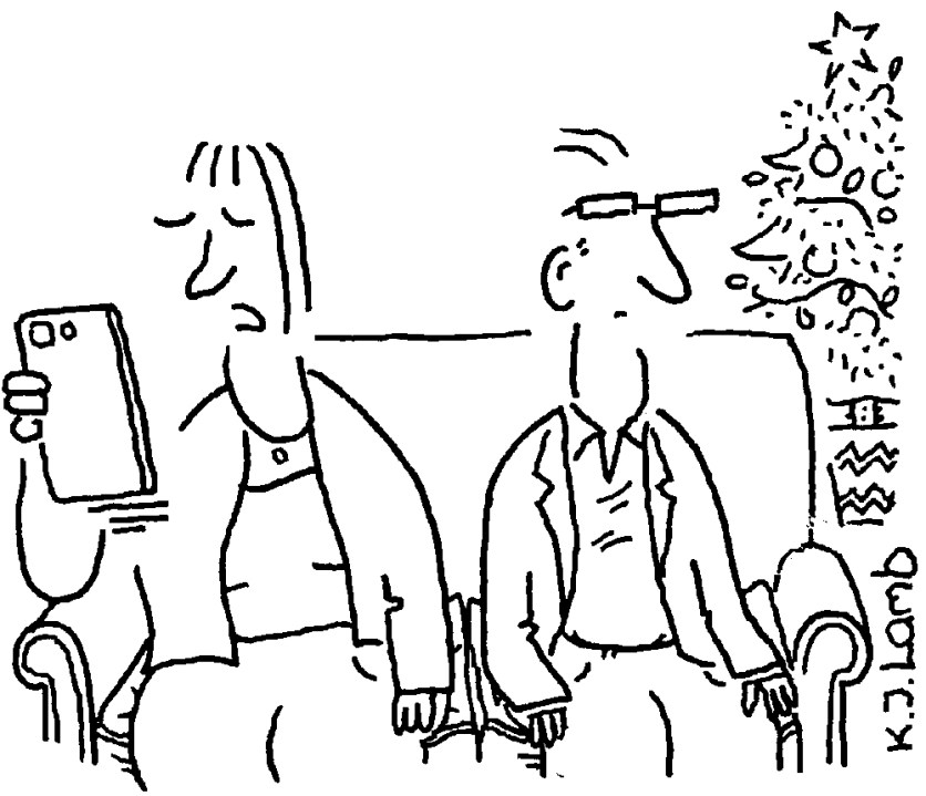 ‘Message from the Hendersons – they’re sorry we didn’t quite make their Christmas card list this year, but Happy Christmas anyway.’