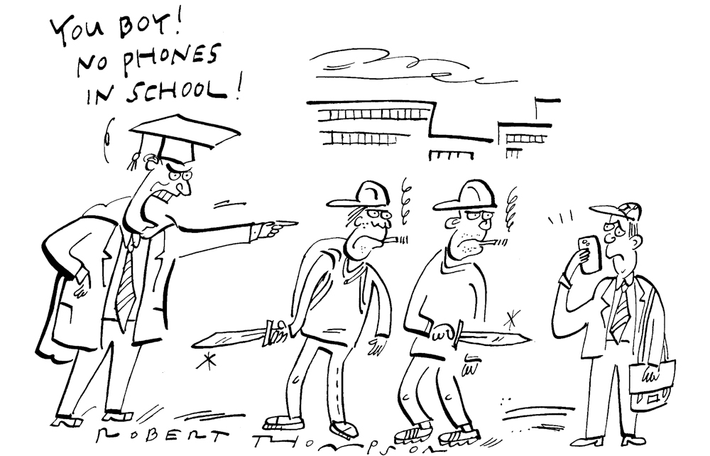 You boy! No phones in school!