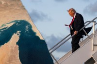 MIAMI, FLORIDA - MARCH 7: U.S. President Donald Trump arrives at Miami International Airport on March 7, 2026. President Trump returned to Miami after attending the Dignified Transfer of six US soldiers killed in Kuwait at the Dover Air Force Base in Dover, Delaware. (Photo by Roberto Schmidt/Getty Images)