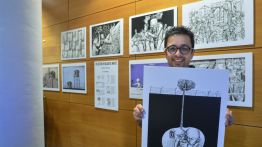 Mohammad Sabaaneh, during the 'Art & Resistance in Palestine' event hosted by Trinity BDS Campaign and Trinity College Students' Union (Getty)
