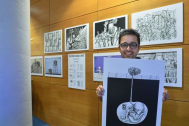 Mohammad Sabaaneh, during the 'Art & Resistance in Palestine' event hosted by Trinity BDS Campaign and Trinity College Students' Union (Getty)