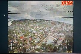 KHERSON, UKRAINE - APRIL 7: A screen displays an intercepted live feed from a Russian FPV drone as it flies on a course toward the city on April 7, 2026 in Kherson, Ukraine. (Photo by Kostiantyn Liberov/Libkos/Getty Images)