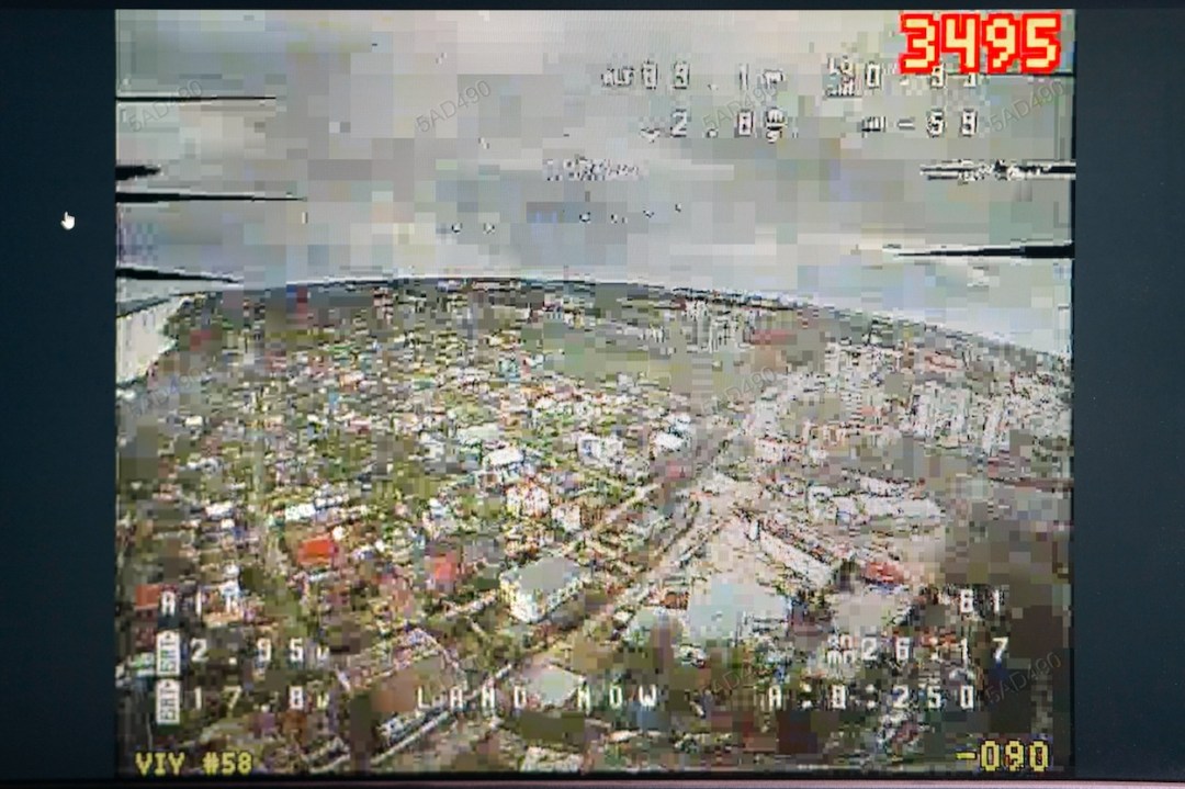 KHERSON, UKRAINE - APRIL 7: A screen displays an intercepted live feed from a Russian FPV drone as it flies on a course toward the city on April 7, 2026 in Kherson, Ukraine. (Photo by Kostiantyn Liberov/Libkos/Getty Images)