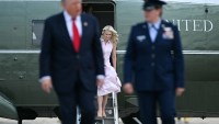 Natalie Harp, aide to President Donald Trump, steps off Marine One (Getty)