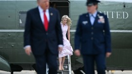 Natalie Harp, aide to President Donald Trump, steps off Marine One (Getty)