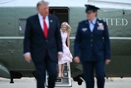 Natalie Harp, aide to President Donald Trump, steps off Marine One (Getty)