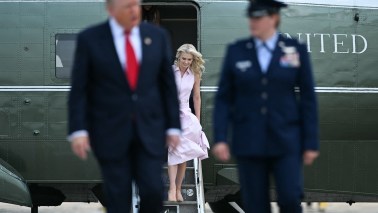 Natalie Harp, aide to President Donald Trump, steps off Marine One (Getty)